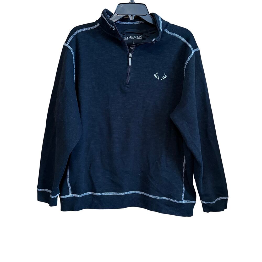Lincoln Outfitters 1/4 Zip Black with White Stitch Detailing Men’s Large
